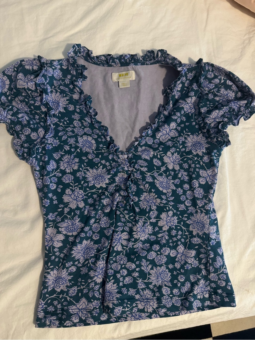 Anthropologie Maeve Ruffle Floral Top